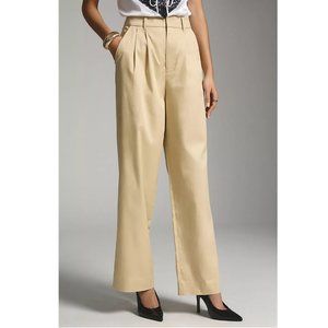 Anthropologie Avec Les Filles Pleated Wide-Leg Pants Neutral Tan Brown Size 6